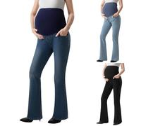 Womens Flared Maternity Jeans Over Bump, Stretch Maternity Bootcut Denim Pants Over The Belly Jeggings Bell Bottom Pregnancy Pants Ladies Maternity Clothes