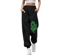 Women's Flared Trousers, Women's Printed Casual Trousers, Closed Waist, Lacing, Elastic Waist, Small Foot Trousers, Jogging Trousers, Sports Trousers, Red, Women's Sexy, Green, XXL