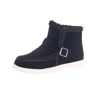 Womens Flat Ankle Warm Boots Ladies Snug Faux Fur Lined Winter Platform Snow Boots with Fuzzy Collar Fleece Lined Mid Calf Boots Cosy Comfy Soft Suede Boots Outdoor Fluffy Walking Hiking Booties