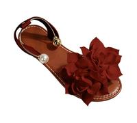 Womens Flat Beach Sandals Summer Orthopedic Wide Fit Sandal with Flowers Ladies Arch Support Open Toe Roman Sliders with Ankle Strap Casual Sip on Slingback Walking Shoes (Brown, 39.00)