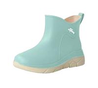 Women'S Flat Boots,Rain Ankle Boots,Unisex Cushion Shoes Waterproof Ankle Rain Boots With Anti-Slip Traction,Flat Chunky Wellington Rain Bootie For Boating/Camping/Farming/Outdoor Work