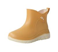 Women'S Flat Boots,Rain Ankle Boots,Unisex Cushion Shoes Waterproof Ankle Rain Boots With Anti-Slip Traction,Flat Chunky Wellington Rain Bootie For Boating/Camping/Farming/Outdoor Work