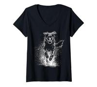 Womens Flat Coated Retriever V-Neck T-Shirt