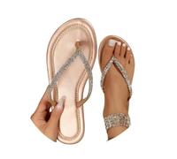 Womens Flat Diamante Flip Flop Sandals Rhinestone Sparkly Flip Flops For Women Flat Toe Separator Glitter Rhinestones Sandals