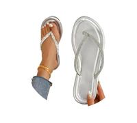 Womens Flat Diamante Flip Flop Sandals Rhinestone Sparkly Flip Flops For Women Flat Toe Separator Glitter Rhinestones Sandals