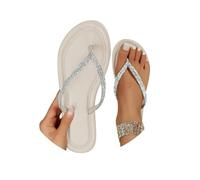 Womens Flat Diamante Flip Flop Sandals Rhinestone Sparkly Flip Flops For Women Flat Toe Separator Glitter Rhinestones Sandals