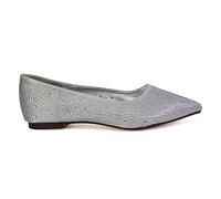 Womens Flat Diamante Shoes Ladies Wedding Slip On Point Toe Ballet Pumps