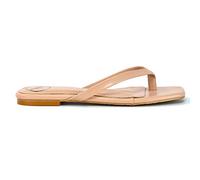 Womens Flat Flip Flops Ladies Square Toe Fashion Casual Slider Synthetic Leather Slip On Toe Post Sandals Size 3-8