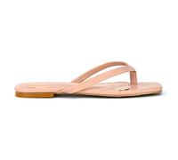 Womens Flat Flip Flops Ladies Square Toe Fashion Casual Slider Synthetic Leather Slip On Toe Post Sandals Size 3-8