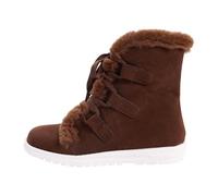 Women's Flat Heeled Round Toe Casual Comfortable Mid Calf with Fleece and | Chelsea Boots,Work Trainers,Winter Boots,Rigger Boots,Platform/Chunky,Tall,Embroidered,Insulated,Rugby,Brown
