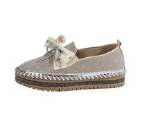 Womens Flat Loafer Shoes Sparkling Rhinestones Boat Shoes Thick Bottom Slip-Resistant Moccasins With Bow Classic Durability Slip-On Footwear Stitch Detailing Sparkly Loafer For Ladies Outdoor