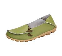 Womens Flat Loafers Soft Leather Wide Fit Slip On Boat Pumps Square Toe Summer Autumn Outdoor Casual Fashion Shoes Comfort Lightweight Working Shoes Footwear