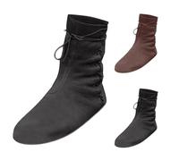 Womens Flat Mid Calf Boots, Womens Medieval Boots, Round Toe Lace Up Shoes | Textured Pu Upper-Simulated Leather Finish, Vintage Medieval Aesthetic Womens Boots, Womens Boots For Vintage Themed Outfits