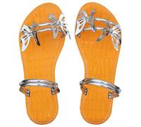 Women's Flat Mules, Sandals, Washable Summer Shoes, Comfortable Lightweight Toe Separator, Slippers, Fashion Summer Open Shoes, Leisure Slippers for Everyday Walks, silver, 9 UK