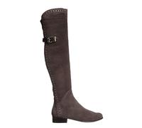 Women's Flat Over The Knee Boots Suede Platform Thigh High Boots Fashion Rivet Leather Stitching Long Boots Classic Side Zipper Round Toe Walking Boots,Brown,7.5 UK