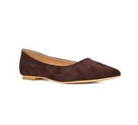 Womens Flat Pointed Toe Shoes Ladies Ballet Brown Faux Suede Slip On Pumps 8
