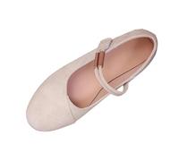 Womens Flat Pumps Dolly Dollie Ballet Ballerina Ladies Work Smart Office Back to School Formal Comfort Round Toe Slip On Flats Shoes with Buckle Strap Wide Fit Beige
