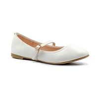 Womens Flat Pumps Girls Dolly Dollie Ballet Ballerina Ladies Work Smart Office Back to School Formal Comfort Round Toe Slip On Flats Shoes with Buckle Strap
