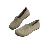 Women's Flat Pumps Woven Breathable Knit Shoes Ballet Flats Slip On Round Toe Mesh Trainers Breathable Sport Walking Shoes Lightweight Ladies Athletic Running Comfortable Outdoor Sneakers Green
