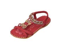 Women's Flat Sandals Beach Bohemian Ethnic Sandal Ladies Ankle Strap Open Toe Sliders Slip Resistant Comfort Shoes Elasticated Slingback Casual Footwear
