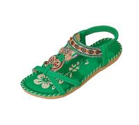 Women's Flat Sandals Beach Bohemian Ethnic Sandal Ladies Ankle Strap Open Toe Sliders Slip Resistant Comfort Shoes Elasticated Slingback Casual Footwear