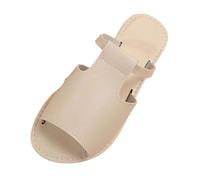 Women's Flat Sandals, Closed Front Slippers, Flat Clogs, Slides for Women, PU Leather Leisure Slippers, Close Toe Breathable Beach Shoes, Lightweight Slippers, beige, 4 UK