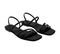 Women's Flat Sandals Gladiator Sandals Comfort Chic Suede Thin Strap Open Summer Shoes Open Square Toe Elastic Back Strap | Summer Beach Holiday Home Outdoor Going Out, 01 Black, 6 UK