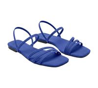 Women's Flat Sandals Gladiator Sandals Comfort Chic Suede Thin Strap Open Summer Shoes Open Square Toe Elastic Back Strap | Summer Beach Holiday Home Outdoor Going Out, 01 Blue, 8 UK