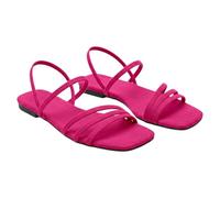 Women's Flat Sandals Gladiator Sandals Comfort Chic Suede Thin Strap Open Summer Shoes Open Square Toe Elastic Back Strap | Summer Beach Holiday Home Outdoor Going Out, 01 Red3, 9 UK