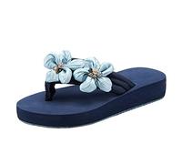 Women's Flat Sandals Ladies Thong Flat Sandals Bohemian Beaded Strap Shoes Diamante Rhinestone Leather Shoes Wedge Slingback Walking Slip on Platform Casual Beach Slingback Comfy Washable Slide Sport