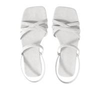 Women's Flat Sandals, Mules Sandals and Open Toe Suede Open Toe, Thin Cross Straps, Flat Sole, Slip-On Slip-On | Beach Vacation Summer Home Outdoor Going Out, 01 White1, 8 UK