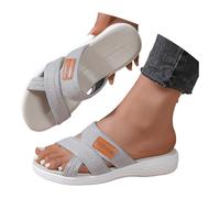 Womens Flat Sandals Orthopedic Sandals Bunions Flip Flop With Arch Support Comfy Orthotic Slides Post Thong Slippers Wide Fit Summer Flat Sandal Low Wedge Beach Shoes Anti-Slip Breathable Sliders