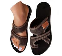 Womens Flat Sandals Size 7 Uk Womens Slider Sandals Open Toe Wide Fit Bunions Orthopedic Sandal Slip On Mesh Breathable Slippers Plantar Fasciitis Arch Support Flip Flops Outdoor Summer Sliders
