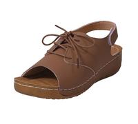 Womens Flat Sandals Summer Adjustable Fish Mouth Thick Bottom One Foot Round Toe Open Beach Casual Bridal For Women Walking Uk Sandal White Wide Fit Comfy Wedge Brown 4.5