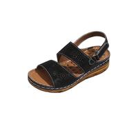 Womens Flat Sandals Summer Fish Mouth Casual One Roman Style Outer Wear Exposed Toe Slope Heel Support For Women Ladies Walking Wide Fit Sandal Wedge Comfy Uk Comfortable Soft Black 5