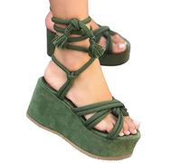 Womens Flat Sandals Toe And Open Women Heeled High Breathable Summer Strap Fashion Spring Slipper Monkey Slippers For Adults Walking Sandal Ladies Slingback Cushioned Wedge Green 5