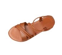 Womens Flat Sandals Wide Fit Summer Strappy Sandal Open Toe Stylish Lightweight Comfortable Braided Beach Sandals with Elastic Strap Casual Daily