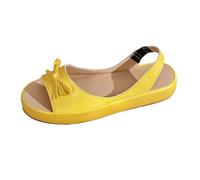 Women's Flat Sandals with Adjustable Strap Elegant Comfortable Platform Shoes Fish Mouth Summer Shoes Stylish Design Slippers for Warm Days Leisure Holiday and Modern Everyday Looks, Yellow A, 8 UK
