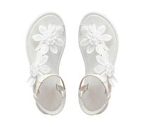 Women's Flat Sandals with Floral Embroidery Orthopaedic Sandals with a Single Strap Open Toe Design Ankle Strap Flip Flops for Holiday Beach Comfortable Beach Shoes, O White, 10 UK