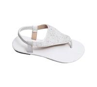 Women's Flat Sandals with Toe Post Casual Glitter Sequin Clip Toe Sequin Ladies Sandals Size 5 Uk 2025 (White, 5)