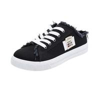 Womens Flat Shoes Ladies Trainers Versatile Flat with Knit Ware Sole Classic Slip On Design for Everyday Wear Espadrilles Sneaker Holiday Summer Black