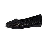Women's Flat Shoes Mesh Shallow Mouth Slip On Loafers Breathable Knitted Ballet Pumps Lightweight Cushioned Soft Sole Ladies Summer Shoes for Seaside Escapes and Summer Vacations Black