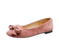 Womens Flat Shoes Round Toe Soft Sole Lovely Ballerina Shoes Plus Size Cute Bow Trim Ladies Footwear Wide Fit Daily Use Comfortable Dress Flats (Pink, 5)