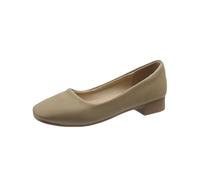 Womens Flat Shoes Size 7 Wide Fit and Autumn Shallow Square Toe Soft Sole Versatile Color Matching Light and Comfortable Small Leather Shoes Daily Commuting Flat Shoes Flat Shoes Women (Khaki, 4.5)