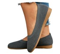 Womens Flat Shoes Slip On Knitted Ballet Pumps Breathable Mesh Loafers Lightweight Walking Shoes Comfortable Round Toe Casual Work Pumps for Ladies Summer Holiday Everyday Wear (GY2, 5)