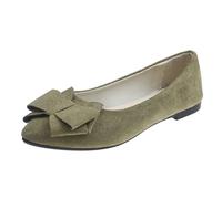 Women's Flat Shoes Spring Summer and Autumn Lightweight Suede Pointed Shallow Mouth Soft Bottom Bow Single Shoe Daily Dating Commuting Large Size Ballet Shoe Flat Ballet Flat Shoes for Women Comfort