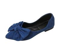 Women's Flat Shoes Spring Summer and Autumn Lightweight Suede Pointed Shallow Mouth Soft Bottom Bow Single Shoes Daily Dating Commuting Large Size Ballet Shoes Flat Ladies Leopard Print (Blue, 6.5)