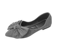 Women's Flat Shoes Spring Summer and Autumn Lightweight Suede Pointed Shallow Mouth Soft Bottom Bow Single Shoes Daily Dating Commuting Large Size Ballet Shoes Flat Ladies Leopard Print (Grey, 4.5)