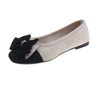 Women's Flat Shoes Spring Summer and Autumn Lightweight Suede Round Toe Shallow Mouth Soft Bottom Bow Single Shoes Daily Dating Commuting Large Size Ballet Shoes Flat Shoes Slingback (Black, 3.5)