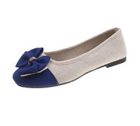 Women's Flat Shoes Spring Summer and Autumn Lightweight Suede Round Toe Shallow Mouth Soft Bottom Bow Single Shoes Daily Dating Commuting Large Size Ballet Shoes Flat Shoes Slingback Shoes